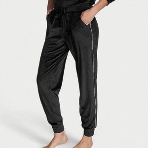 Victoria's Secret Black Velour Joggers with Rhinestones Small